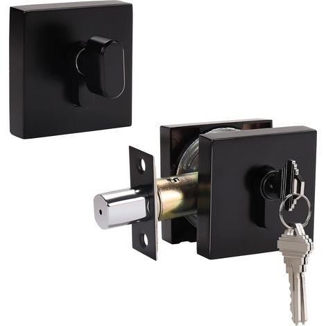 Pêne dormant carré, jeu de clés différentes à double barillet plat noir, adapté à une utilisation intérieure et extérieure, 1 pièce (1/5)