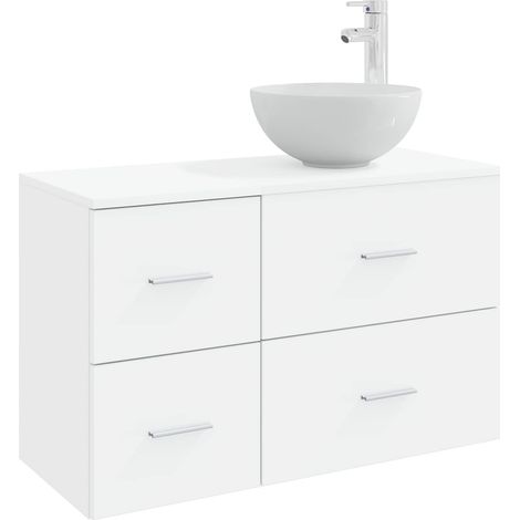 Badezimmermöbel-Set 2 pcs Weiß Holzwerkstoff vidaXL