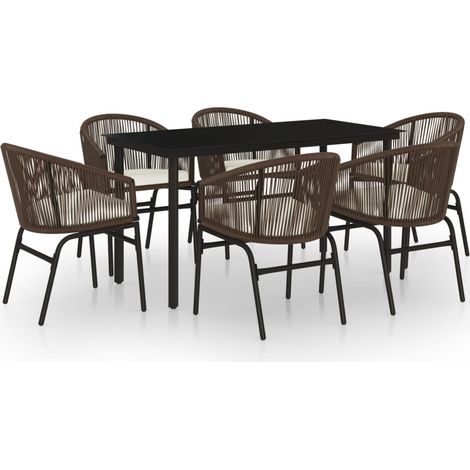 Maison Exclusive - 7-tlg. Garten-Essgruppe Braun