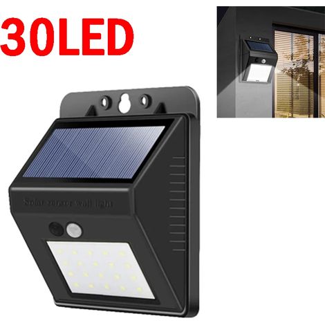 (1PC-30LED noir) Applique solaire murale extérieure, lampe solaire étanche avec détecteur de mouvement, éclairage public solaire, décoration de jardin (1/5)