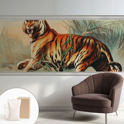 Papier peint intissé à motifs décoratifs pour salon chambre et bureau Décoration murale élégante avec colle Nature tigrée 250x104 cm (1/5)