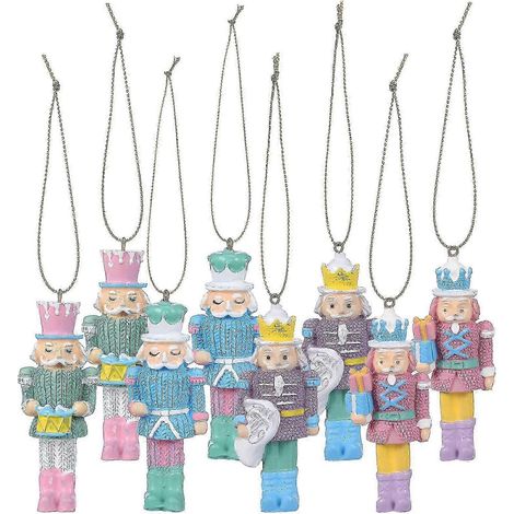 Lot de 8 figurines Casse-Noisette miniatures en bois, à suspendre, de bonne qualité. Idéales pour les fêtes de fin d'année. (1/3)
