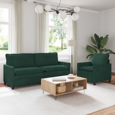 Juego de Sofá 2 pcs Verde oscuro Terciopelo
