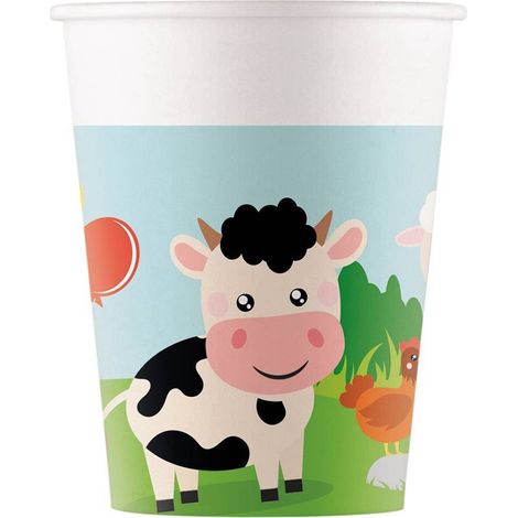 Bicchieri di carta "La fattoria degli animali" da 200 ml, confezione da 8 pezzi. (1/2)