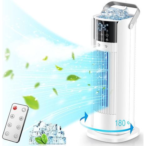 Climatiseur Mobile 5 en 1 avec Brumisation - Rafraîchisseur d'Air Silencieux, 4 Vitesses Confort Vent Naturel, 700ML Réservoir, Télécommande, Oscillation 180° (1/5)