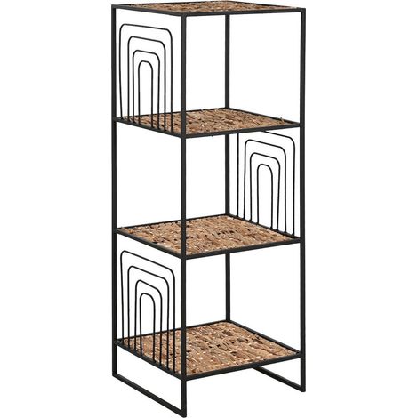 Étagère métallique chic en bois pour intérieur moderne - Noir avec touches de bois naturel (1/4)