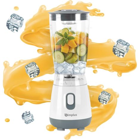 Blender Mixeur, 600ml Mini Blender, Blinder Mixeur avec 4 Lames Acier Inoxydable, 23000RPM, Extracteur de Jus Électrique pour Fruits, Shake, Smoothie et Aliments pour Bébés, Blanc