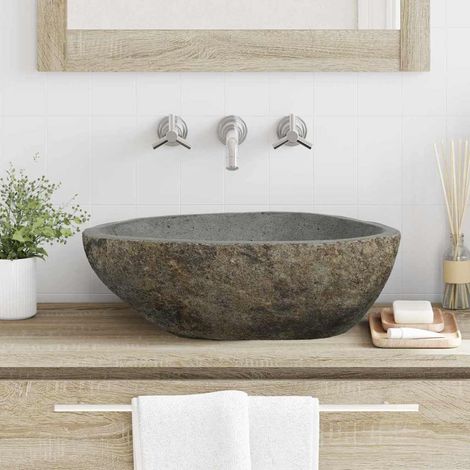 Lavabo Grigio chiaro (46-52) x (35-40) x 15 cm Pietra di Fiume vidaXL (1/5)