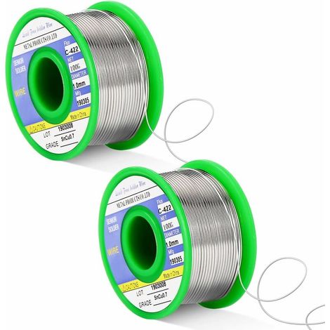 VURAHOME - Lot de 2 fils à souder sans plomb - Soudure - étain à souder - Avec noyau de colophane - Fil de flux - Soudure douce - 100 g - Diamètre 1 mm sur rouleau/bobine (1/5)