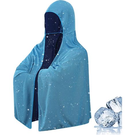 Bandeau serviette de sport rafraîchissant à capuche et séchage rapide pour l'été et les activités physiques en extérieur (bleu) (1/5)