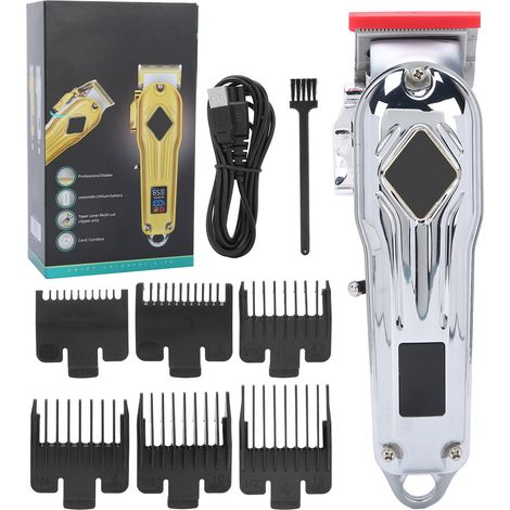 Tondeuse Cheveux Électrique Professionnelle avec Affichage LED - Machine à Couper Précise (Argent) (1/5)