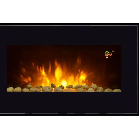 caminetto elettrico da parete vinco nero 2000 w - cod. 70410