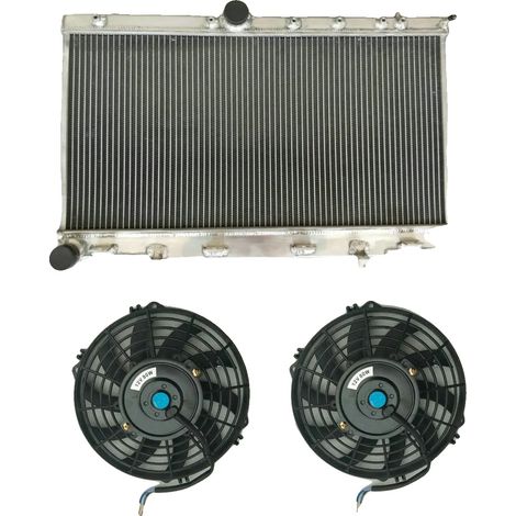 Radiador, construcción de aluminio, eficiencia de refrigeración mejorada, radiador y 2 ventiladores. (1/2)