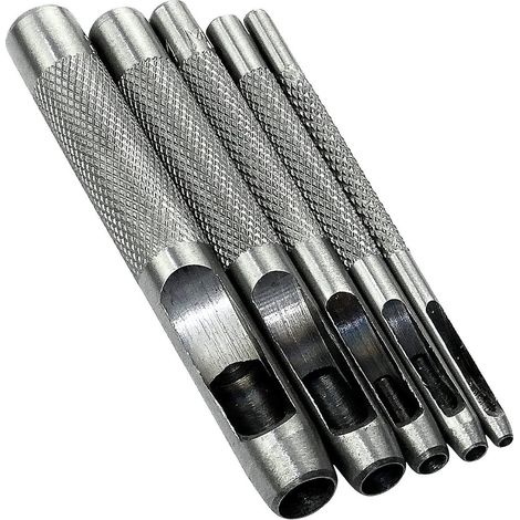 Teile – Gürtellocher – 5 Größen – Lochzange – Lederbearbeitungswerkzeug – Ösenzange – Silber – 2/3/4/6/8 mm (1/2)