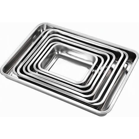 Plateau en inox 304 qualité alimentaire, 1,2 mm, 50 x 35 x 2 cm