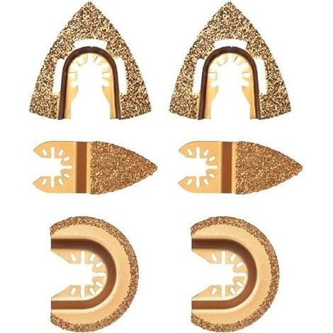 Lot de 6 lames de scie oscillantes en carbure de diamant - En demi-cercle triangulaire - Universelles - En carbure - Pour scies mixtes - Pour joints (1/5)