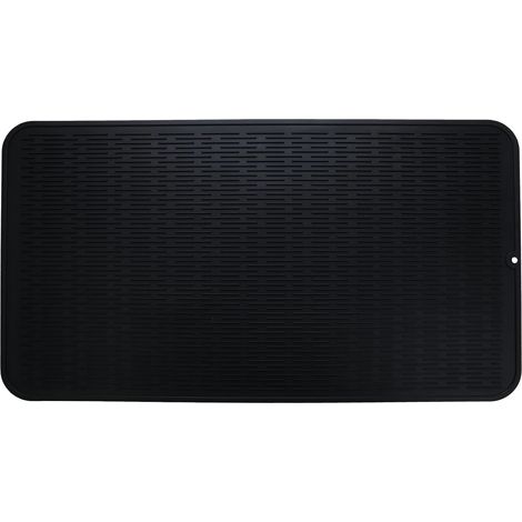 Grand Tapis Egouttoir Vaisselle - Évier Épais pour Un Séchage Rapide, 86 x 56 cm de avec Éponge Brosse, sans BPA, Égouttoir à Pliable Antidérapant Noir 86x56'Noir 86x56 cm'Noir'86x56 cm (1/5)