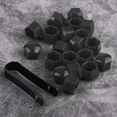 20pcs Écrous de Roue Auto 21mm Cache Moyeu Antivol Protection Vis Bouchon Gris (1/5)