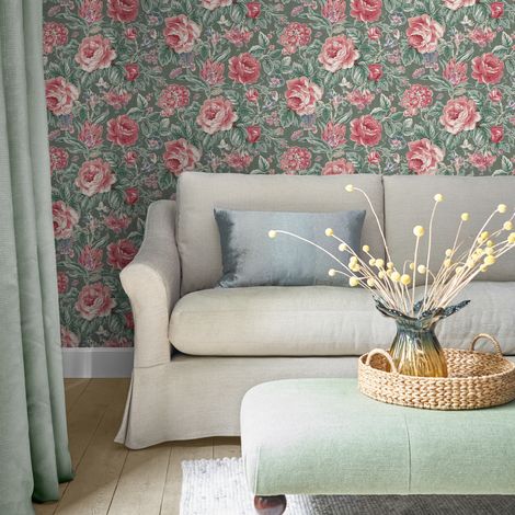 Papier peint intissé Laura Ashley Wild Roses Fern 1005 x 52cm Vert (1/5)
