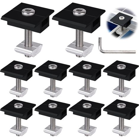 Lot de 10 supports de panneau solaire - 30 mm - Pour panneau solaire PV - Noir - Pour toit, centrale de balcon, camping-car, bateau, montage photovoltaïque (1/5)