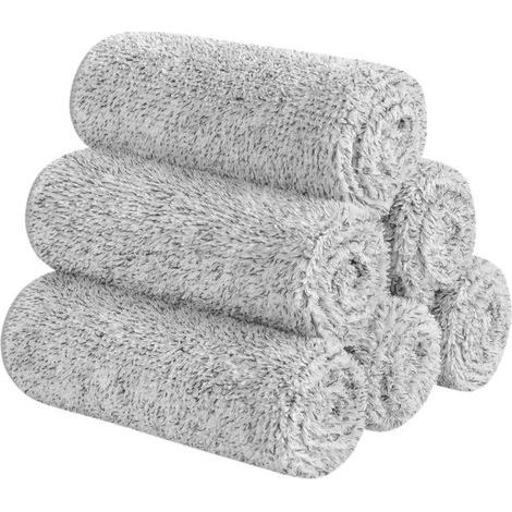 Microfibre Serviettes Visage Ultra Soft Bambou Charbon de Bois Gant de Toilette Visage Chiffon pour Salle de Bain Séchage Rapide Absorbant 30cm x 30cm 6 pièces Gris (1/5)