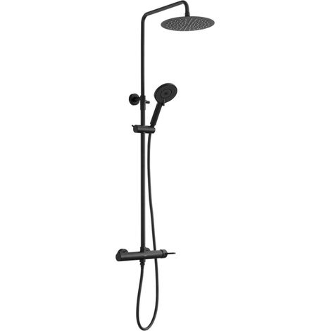 Sapho Iconic - Duschset mit Armatur, Durchmesser 25 cm, 3 Strahlarten, schwarz matt AF139B (1/5)