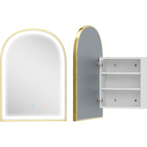 Armoire Miroir LED Biberbach Design Arqué Doré Anti-Buée Éclairage Réglable (1/5)