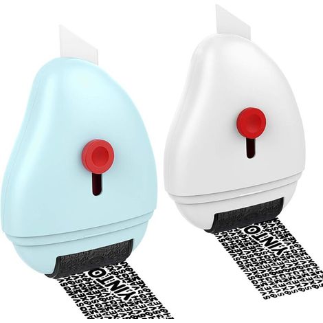 2-in-1 Identity Theft Protection Roll Stamps, Set of 2 Self-Inking ABS Roll Stamps, with Plastic Tool for Separating Documents for Privacy Protection, White + Blue - Fei Yu (1/5)