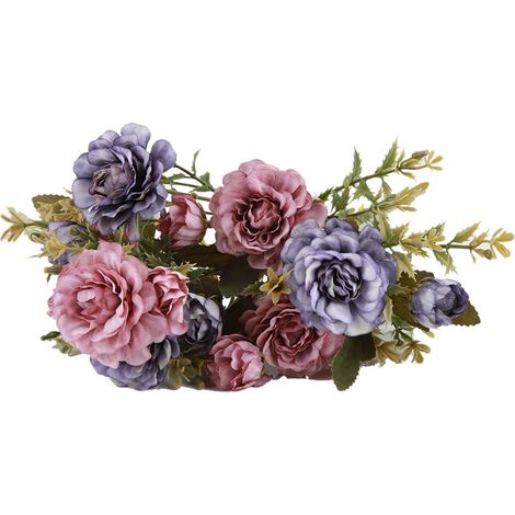 Bouquet de roses et camélias artificiels, plantes d'extérieur, décoration pour la maison, le jardin et les mariages (1/5)