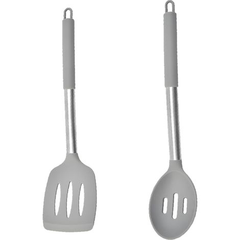 Ensemble Ustensiles Cuisine - Silicone Alimentaire Et Acier Inoxydable - Résistant Chaleur Pour Casseroles - Lot De 2 Pièces (1/5)