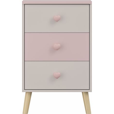 Cassettiera pratico mobile contenitore per ingresso soggiorno cameretta 62 x 38 x 30 cm bianco e rosa 030009310