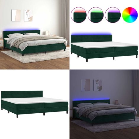 Boxspringbett mit Matratze & LED Dunkelgrün 200x200 cm Samt - Boxspringbett - Doppelbett - Samtbett - Luxusbett - Bettrahmen - Home & Living (1/5)