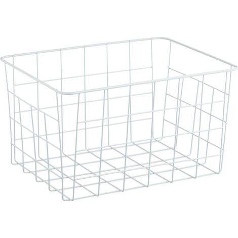 Lote de 3 cestas de almacenamiento metálicas prácticas baño 15,5 x 28 x 20 cm de metal blanco 130008843 (1/4)