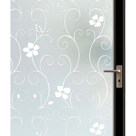 1 Film Fenetre, Motif Fleur Blanche, Occultant Anti-UV, Electrostatique Sans Colle, Pour Maison Et Bureau (1/5)