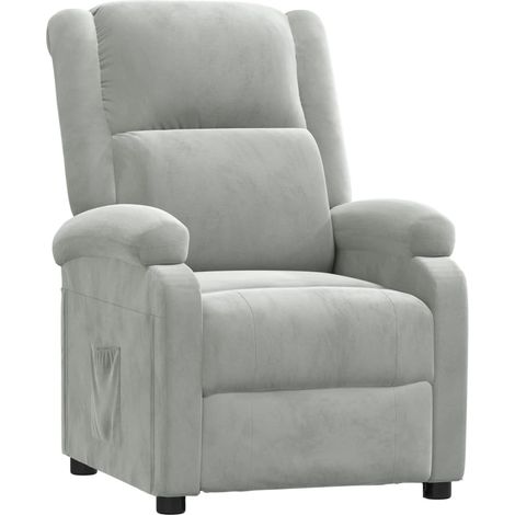 Fauteuil inclinable Fauteuil de Relaxation Gris clair Velours 76175 (1/5)