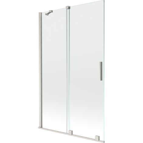 Paroi de baignoire coulissante 2 volets Mexen Velar 110 x 150 cm, transparent, nickel brossé - 896-110-000-01-97 (1/2)