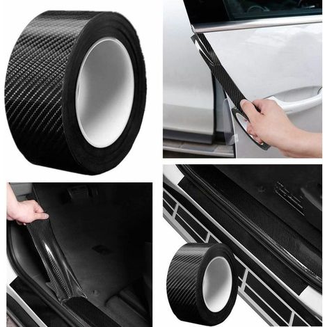 Film de Protection Universel pour Seuil de Porte de Voiture, 5M Autocollant Fibre de Carbone Protect de pare-chocs, Protection Seuil Porte de Voiture Protects de Jante (5cm x 5m) (1/5)