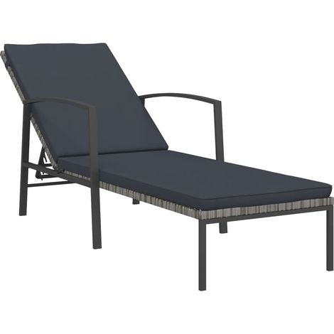 Sdraio sdraio prendisole lettino da giardino terrazza arredo da esterno con cuscino in resina intrecciata grigia 020012511