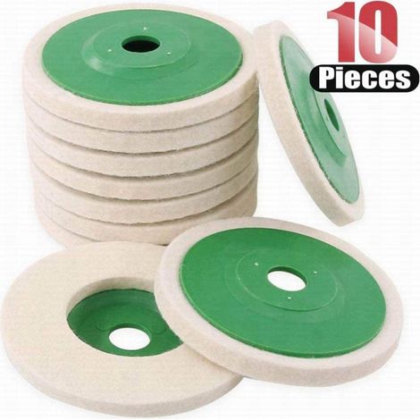 Lot de 10 disques de polissage en feutre de laine, 10 cm (4 pouces), pour meuleuse d'angle (1/5)