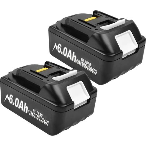 Batterie Li-Ion de remplacement, compatible avec Makita, chargeur double, indicateurs LED intelligents, 18V, 6000mAh, 2 pcs (1/2)