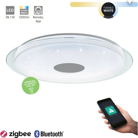 Plafonnier LED LANCIANO-Z Blanc, Chrome, Transparent H: 9.5 Ø: 77cm DIMMABLE 2700-6500K avec fonction Connect-Z (1/4)