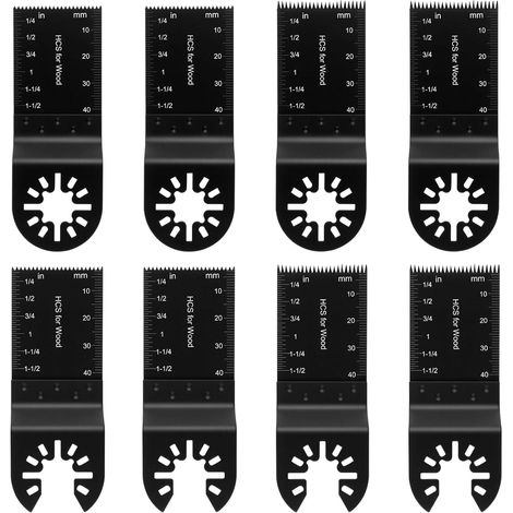 Lot de 8 lames de scie oscillantes - Outil multifonction compatible 34mm Outil Multifonction Lame De Scie Universelle Pour Bois Plastique (1/5)
