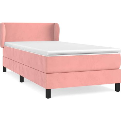 Maison Exclusive - Cama box spring con colchón terciopelo rosa 90 (1/5)