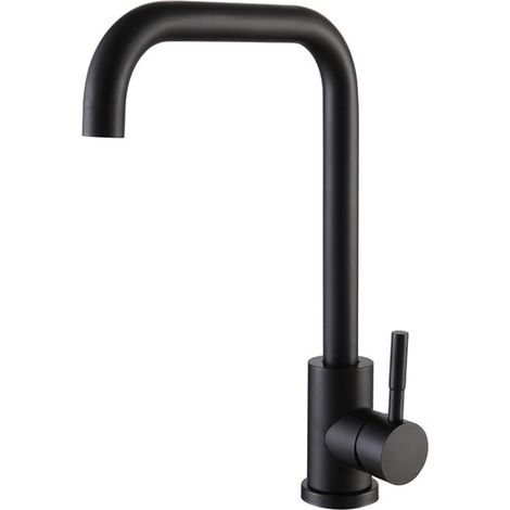 GroupM Acier inoxydable 304 simple froid élégant noir sept caractères tuyauterie noir sept caractères robinet de cuisine rotatif avec activité (1/5)