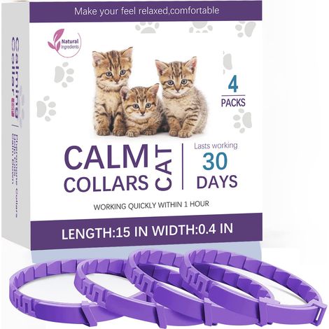 Colliers apaisants pour chats et chiens - Lot de 4, violet pour chats. (1/4)