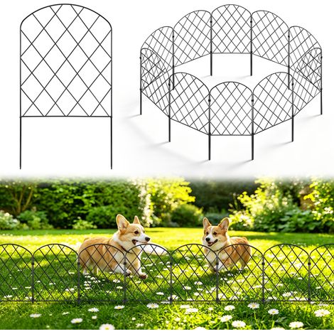 Clôture jardin métal 10 pcs 32,5x61 cm, bordure arquée, barrière gazon massif déco sapin - Noir (1/5)