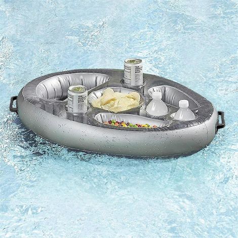 Porte-gobelets pliable pour piscine, bocaux à vin et à bière, plateaux pour canettes et gobelets, plateaux pour boissons de piscine, de jacuzzi et de fruits. (1/5)
