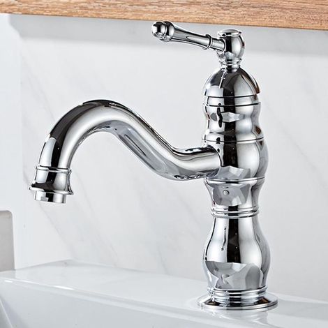Vintage 360° Chrome Brass Bathroom Faucet – Rotating Basin Mixer Tap (1/5)