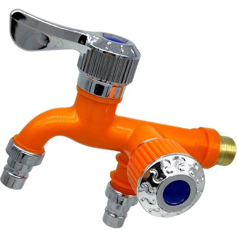 Robinet multifonction pour lave-linge, 1 entrée, 2 sorties, double interrupteur, filetage 1/2 pouce, pour salle de bain de balcon. (1/2)