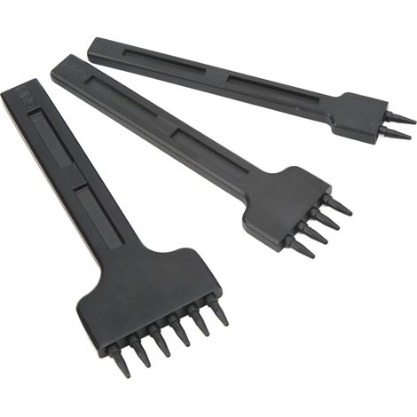 3-teiliges Lederlocher-Set, schwarz, 2, 4 oder 6 Zähne, Rundzähne, für Ledernähte, DIY-Werkzeug, schwarz (1/5)
